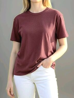 Silhouette Raw Silk Top Rusty Brown Boxy Cut Short Sleeve Relaxed Fit 1X
